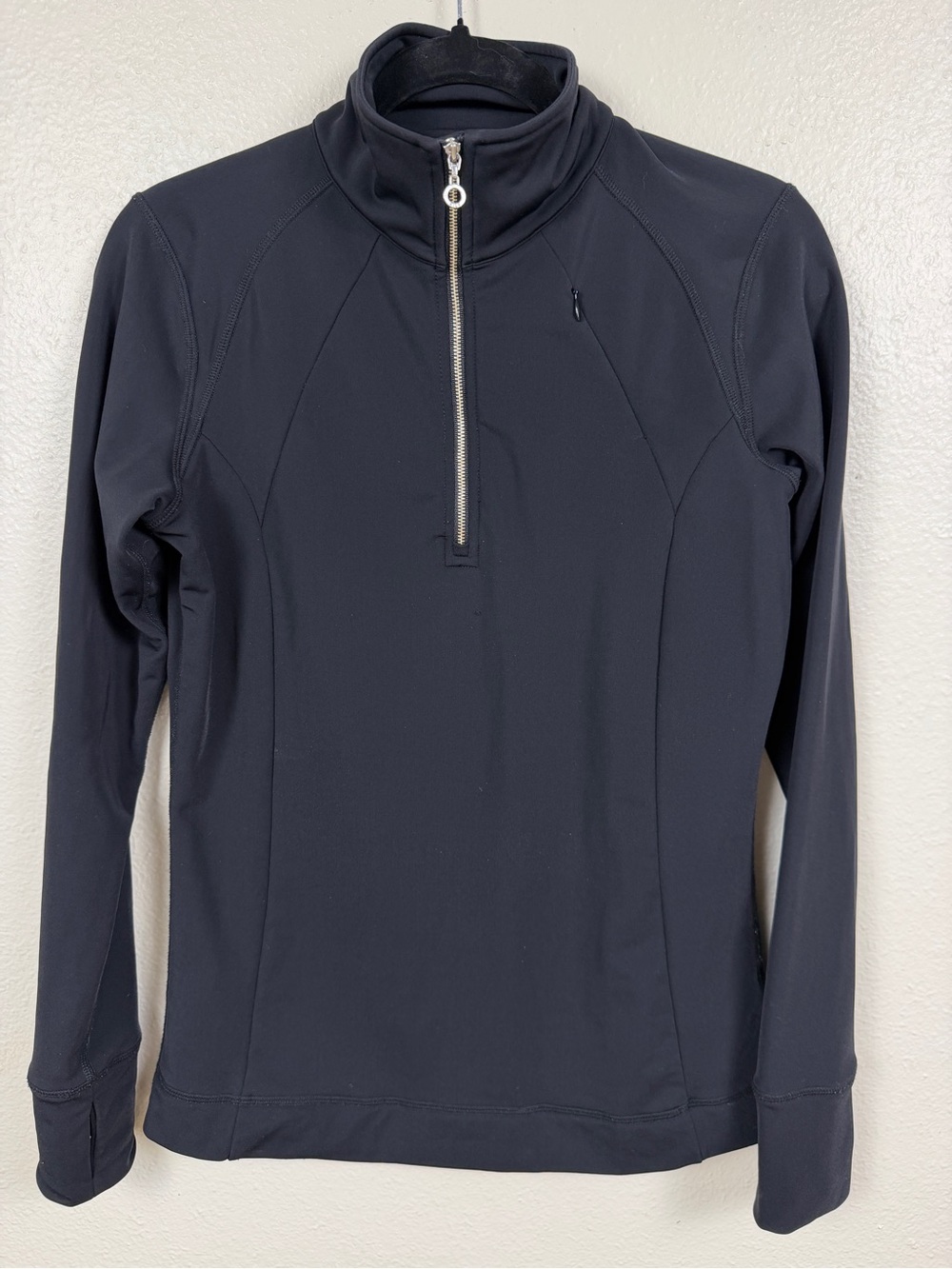 NILS Quarter Zip Fleece Lined Base Layer Top Women M Black 8224 Ski Gorpcore